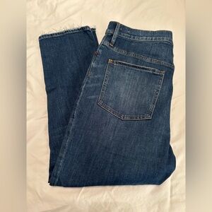 Madewell The Perfect Vintage Crop Jean, high-rise distressed, dark wash, size 31